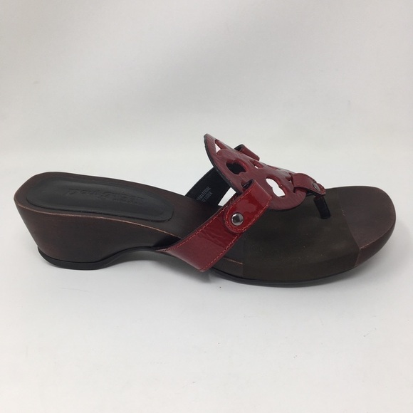 Paul Green Sandals Red Patent Leather Flip Flop Size 6 - Picture 4 of 12